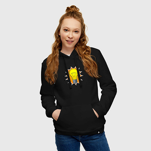 Женская толстовка-худи Лампочка / Черный – фото 3