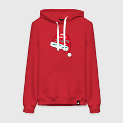 Толстовка-худи хлопковая женская Шапка Санта Клауса - мы празднуем Рождество когда, цвет: красный