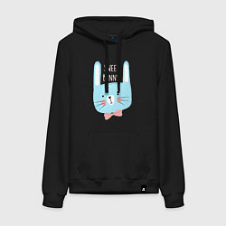 Толстовка-худи хлопковая женская Sweet bunny, цвет: черный