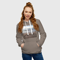 Толстовка-худи хлопковая женская Имя Анна на песке, цвет: утренний латте — фото 2