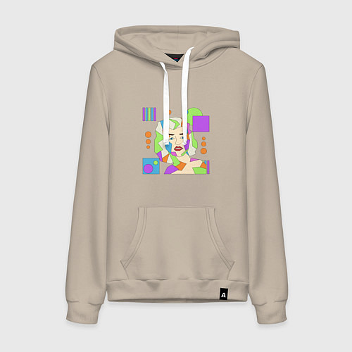 Женская толстовка-худи Мэрилин Монро абстрактный женский портрет / Миндальный – фото 1