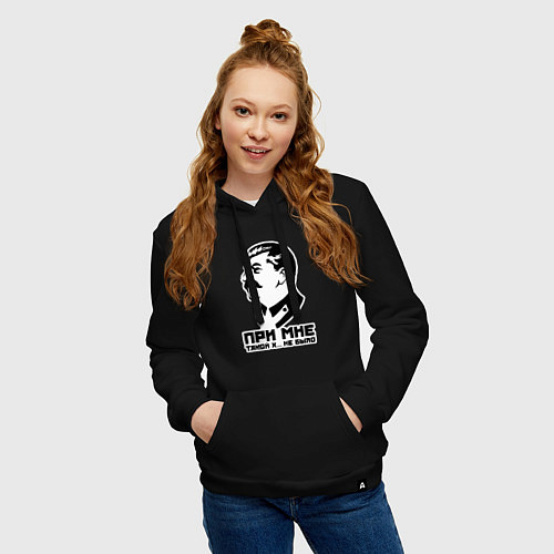 Женская толстовка-худи Сталин - при мне такого не было / Черный – фото 3