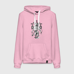 Толстовка-худи хлопковая женская Ван-Пис Зоро Ророноа ашура, цвет: светло-розовый