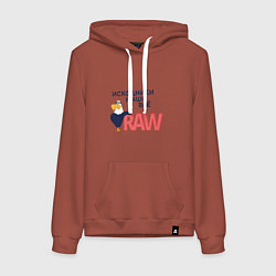 Толстовка-худи хлопковая женская Исходники наше всё raw, цвет: кирпичный