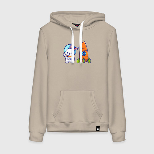 Женская толстовка-худи Зайка астронавт / Миндальный – фото 1