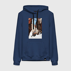 Толстовка-худи хлопковая женская Western style, цвет: тёмно-синий