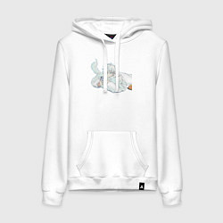 Толстовка-худи хлопковая женская Магическая битва Сатору Годзё с котом, цвет: белый