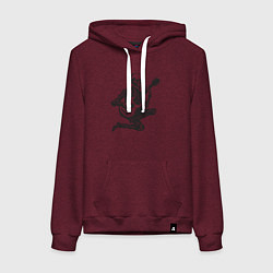 Толстовка-худи хлопковая женская Скелетик музыкант, цвет: меланж-бордовый