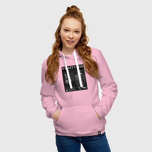 Женская толстовка-худи Бойцовский клуб постер / Светло-розовый – фото 3