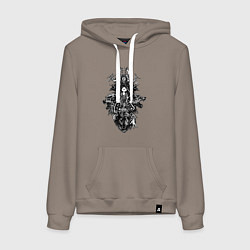 Толстовка-худи хлопковая женская Шаманка и духи природы, цвет: утренний латте