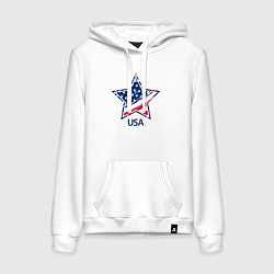 Толстовка-худи хлопковая женская Star - USA, цвет: белый