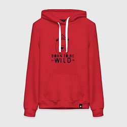 Толстовка-худи хлопковая женская Wild bear, цвет: красный