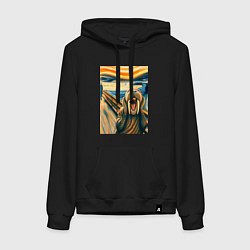 Толстовка-худи хлопковая женская Морж кричит на картине Эдварда Мунка - мем искусст, цвет: черный