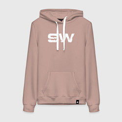 Толстовка-худи хлопковая женская Street Workout OldSchool White Hoodie, цвет: пыльно-розовый