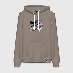 Толстовка-худи хлопковая женская Horror ice cream, цвет: утренний латте