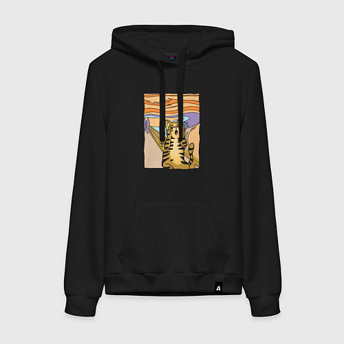 Женская толстовка-худи Кот крик / Черный – фото 1