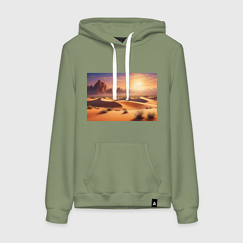 Женская толстовка-худи Закат в жаркой пустыне / Авокадо – фото 1