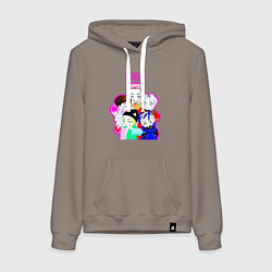 Толстовка-худи хлопковая женская Big bang в аниме стиле, цвет: утренний латте