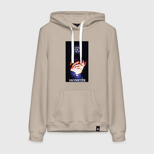 Женская толстовка-худи Exo monster / Миндальный – фото 1