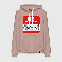 Толстовка-худи хлопковая женская Eminem - slim shady sticker, цвет: пыльно-розовый