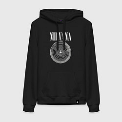 Толстовка-худи хлопковая женская Nirvana circle, цвет: черный