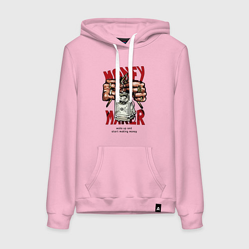 Женская толстовка-худи Money maker hands / Светло-розовый – фото 1
