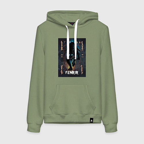Женская толстовка-худи Fenrir black vinyl / Авокадо – фото 1