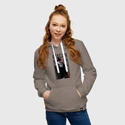 Толстовка-худи хлопковая женская Макан - рэп, цвет: утренний латте — фото 2