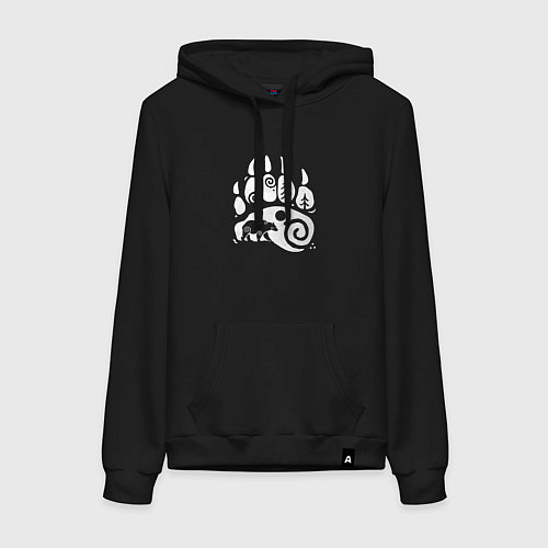 Женская толстовка-худи Большой след медведя / Черный – фото 1