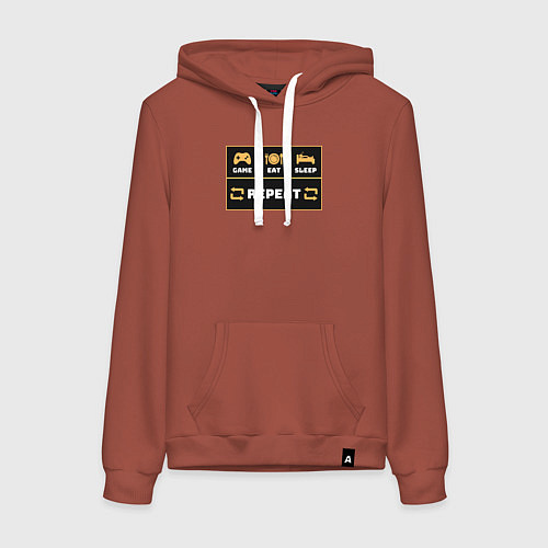 Женская толстовка-худи Еда сон игра / Кирпичный – фото 1