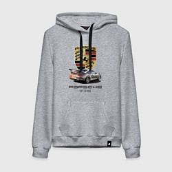 Толстовка-худи хлопковая женская Porsche GT 3 RS motorsport, цвет: меланж