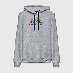 Толстовка-худи хлопковая женская Open gamer logo, цвет: меланж