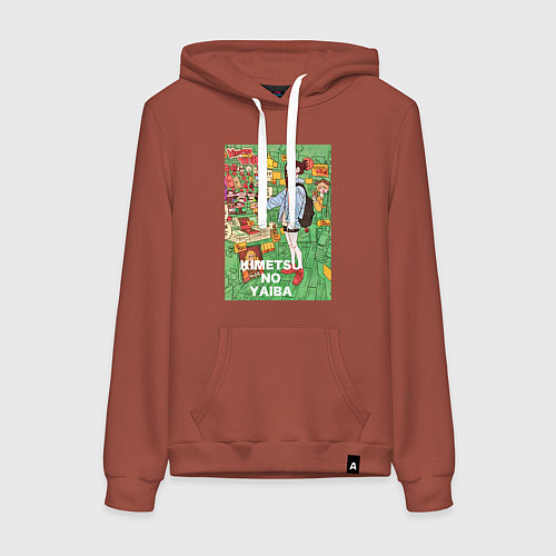 Женская толстовка-худи Клинок рассекающий демонов Нэдзуко Камадо / Кирпичный – фото 1