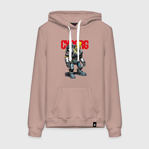 Женская толстовка-худи Cyborg Homer Simpson - ai art fantasy / Пыльно-розовый – фото 1