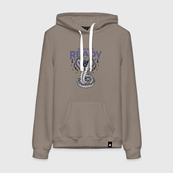 Толстовка-худи хлопковая женская Всегда готов y2k, цвет: утренний латте