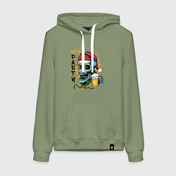 Толстовка-худи хлопковая женская Skull Santa, цвет: авокадо