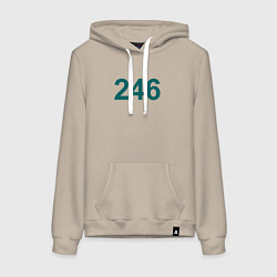 Толстовка-худи хлопковая женская 246 - Игра в кальмара, цвет: миндальный