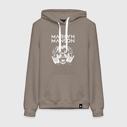 Толстовка-худи хлопковая женская Marilyn Manson rock dog, цвет: утренний латте