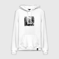 Толстовка-худи хлопковая женская Отдыхающая лиса, цвет: белый