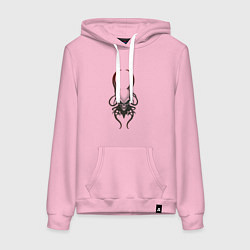 Толстовка-худи хлопковая женская Рогатый череп с щупальцами, цвет: светло-розовый