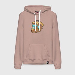 Толстовка-худи хлопковая женская Ride nature, цвет: пыльно-розовый