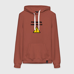 Толстовка-худи хлопковая женская Руководитель убойных мощностей - электрик, цвет: кирпичный
