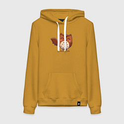 Толстовка-худи хлопковая женская Привет от совы, цвет: горчичный
