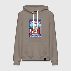 Толстовка-худи хлопковая женская Santa Claus north pole, цвет: утренний латте