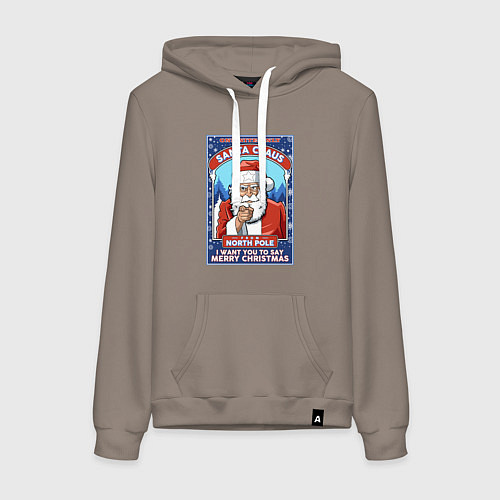 Женская толстовка-худи Santa Claus north pole / Утренний латте – фото 1