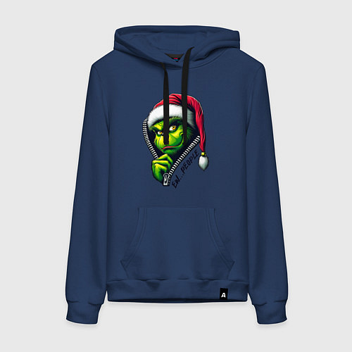 Женская толстовка-худи Гринч с надписью фу люди / Тёмно-синий – фото 1