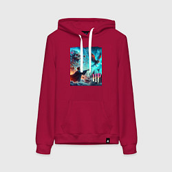Толстовка-худи хлопковая женская Harry Potter and owl - ai art fantasy, цвет: маджента