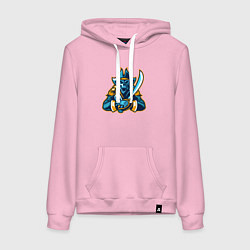Толстовка-худи хлопковая женская Пират с саблей, цвет: светло-розовый