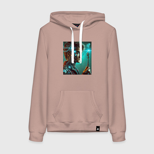 Женская толстовка-худи Harry Potter - cyberpunk fantasy / Пыльно-розовый – фото 1