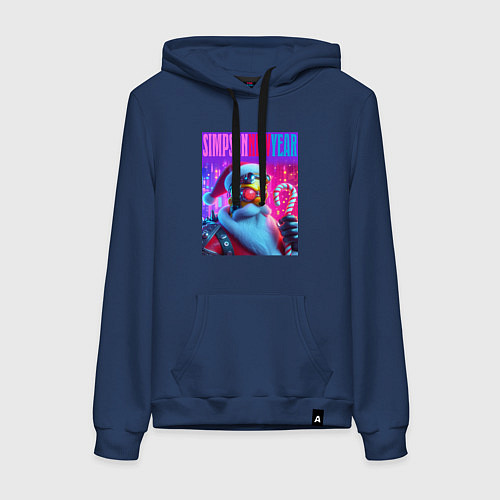 Женская толстовка-худи Simpson new year - cyberpunk / Тёмно-синий – фото 1